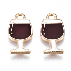 Eco-Friendly Alloy Enamel Pendants, Cadmium Free & Lead Free & Nickel Free, Goblet, Light Gold, Dark Red, 17x9x1.2mm, Hole: 1.6mm(ENAM-Q437-049-NR)