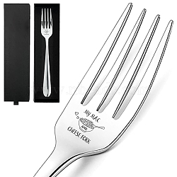 410# Stainless Steel Fork, Word, with 1Pc Paper Cutlery Storage Box, Food, 210mm(AJEW-WH0474-004)