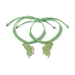 Alloy Enamel Pendants Bangles, Butterfly, Light Green, Inner Diameter: 1-1/8~3-1/8 inch(2.95cm~7.8cm)(BJEW-JB09966-04)