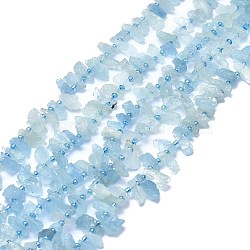 Natural Aquamarine Beads Strands, Nuggest, 9~19x6~9x3~8mm, Hole: 1mm, about 69pcs/strand, 15.55 inch(39.5cm)(G-F715-070)