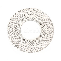 Rack Plating Brass Filigree Big Pendants, Long-Lasting Plated, Cadmium Free & Nickel Free & Lead Free, Flat Round, Platinum, 30x0.3mm, Hole: 1.2mm(KKC-K001-13P)