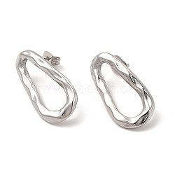 304 Stainless Steel Stud Earrings for Women, Twist Teardrop, Stainless Steel Color, 25.5x13mm, Pin: 0.8mm(EJEW-I281-38P)