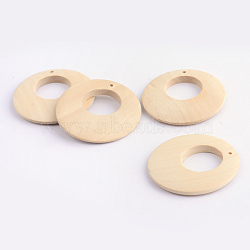 Wood Pendants, Flat Round, Navajo White, 40x4mm, Hole: 2mm(WOOD-S664-02)