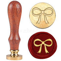 Retro Wax Seal Stamp Set, including Safflower Pear Wood Handle & Removable Brass Head, for Envelopes, Invitations, Gift Card, Bowknot, 83x22mm, stamps: 20x30mm(AJEW-WH0206-025)