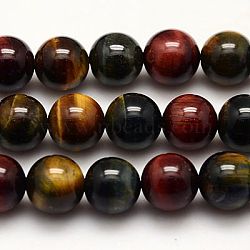 Natural Tiger Eye Beads Strands, Grade AB+, Dyed, Round, Mixed Color, 8mm, Hole: 1mm(G-G448-8mm-21AB)