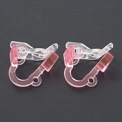Eco-friendly Plastic Clip-on Earring Findings, for Non-Pierced Ears, Light Coral, 12.5x13.5x9mm, Hole: 1.2mm(KY-G013-01A)