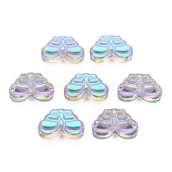 Electroplate Transparent Glass Beads, Half Plated, Butterfly, Plum, 11x15.5x5mm, Hole: 1mm(GLAA-T022-15-B01)