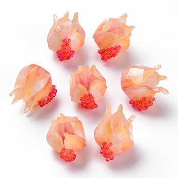Plastic Beads, Pomegranate, PeachPuff, 15~16x15.5~17x13~14mm, Hole: 1.4mm