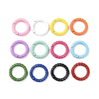 Spray Painted Alloy Spring Gate Rings, Twist Rings, Mixed Color, 28.5x5mm, inner diameter: 18.5mm