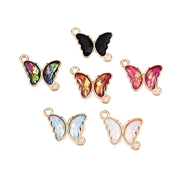 Alloy Glass Charms, Cadmium Free & Lead Free, Butterfly, Mixed Color, 13x16.5x4mm, Hole: 1.6mm