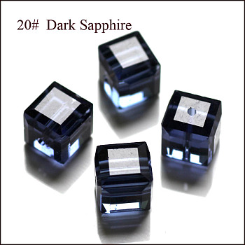 Imitation Austrian Crystal Beads, Grade AAA, Faceted, Cube, Prussian Blue, 5~5.5x5~5.5x5~5.5mm(size within the error range of 0.5~1mm), Hole: 0.7~0.9mm