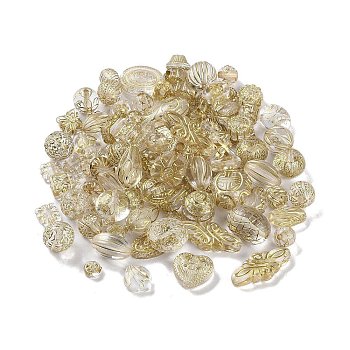 Transparent Acrylic Beads, Metal Enlaced, Mixed Shapes, Cornsilk, 7.5~22.5x7.5~21x5.5~13mm, Hole: 1.2~5.5mm