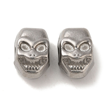 Non-Tarnish 304 Stainless Steel Beads, Skull, Stainless Steel Color, 10x7x6.5mm, Hole: 2.3mm