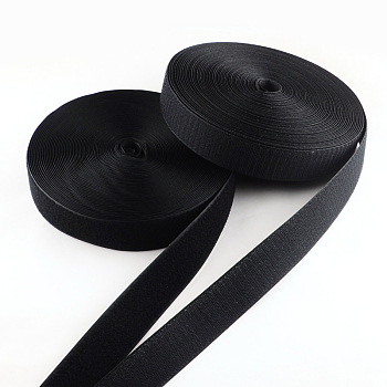 Adhesive Hook and Loop Tapes, Magic Taps with 50% Nylon and 50% Polyester, Black, 30mm, about 25m/roll, 2rolls/group