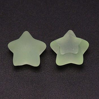 Frosted Resin Cabochons, Star, Dark Sea Green, 18x19x12mm
