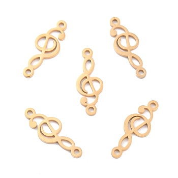 Ion Plating(IP) 201 Stainless Steel Pendants, Treble Clef, Golden, 18.5x7x1mm, Hole: 1.4mm