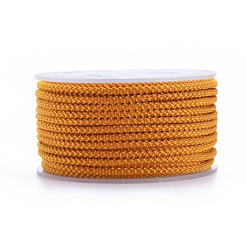 Polyester Braided Cord, Dark Orange, 3mm, about 12.02~13.12 yards(11~12m)/roll