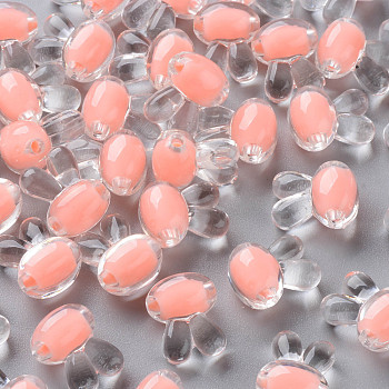 Transparent Acrylic Beads, Bead in Bead, Rabbit, Salmon, 15.5x12x9.5mm, Hole: 2mm, about 480pcs/500g