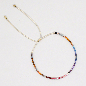 Glass Seed Braided Bead Bracelet, Adjustable Bracelet, Colorful, No Size