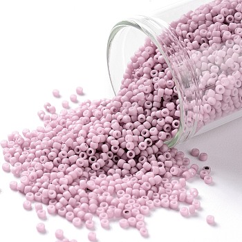 TOHO Round Seed Beads, Japanese Seed Beads, (765) Opaque Pastel Frost Plumeria, 15/0, 1.5mm, Hole: 0.7mm, about 3000pcs/10g