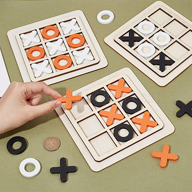 3 Sets 3 Colors Wood Tic Tac Toe Board Game(AJEW-NB0005-35)-3