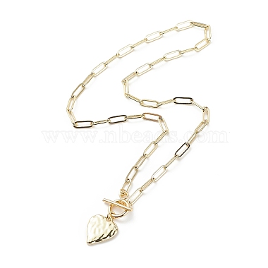 Alloy Heart Pendant Necklace with Brass Paperclip Chains for Woman(NJEW-JN04081)-4