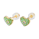 Natural Shell & Enamel Heart Stud Earrings with Cubic Zirconia(EJEW-N011-79B)-2