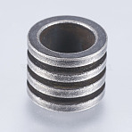 304 Stainless Steel Beads, Large Hole Beads, Column with Groove, Gunmetal, 10x8mm, Hole: 6.5mm(STAS-I072-068AS-A)