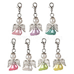 Angel Plastic Pearl & Acrylic Pendant Decorations, with Zinc Alloy Lobster Claw Clasps, Mixed Color, 43mm(HJEW-JM03469-S)