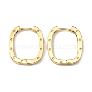 Brass Oval with Polka Dot Hoop Earrings for Woman, Real 18K Gold Plated, 23x20x2.5mm, Pin: 1mm(EJEW-F314-02B-G)