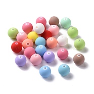 Spray Painted ABS Plastic Beads, Rubberized Style, Round, Mixed Color, 12x11.5mm, Hole: 2mm, about 950pcs/500g(KY-G025-08C)