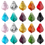 40Pcs 10 Colors Faceted Glass Pendants, Leaf Charms, Mixed Color, 16x11x6mm, Hole: 1.5mm, 4Pcs/color(GLAA-DC0001-40)