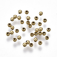 Brass Beads, Round, Nickel Free, Unplated, 2.4x2mm, Hole: 1mm(KK-R141-2.4mm-01C-NF)