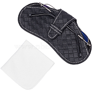 1Pc PU Leather Eyelasses Storage Bag, Portable Sunglass Bag, with 1Pc Suede Fiber Glasses Cleaning Cloth, Black, 81x170x8mm(AJEW-CN0002-61D)