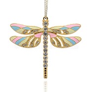 Golden Tone Alloy Enamel Insect Big Pendants, with Crystal Rhinestones, Dragonfly Necklaces Charms, Colorful, 56x64x5mm, Hole: 2mm(ENAM-J033-06G)