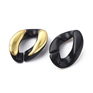 Plated Acrylic Linking Rings, Quick Link Connector, for Curb Chain Making, Twisted Oval, Black, Golden Plated, 23x17x5.5mm(FIND-D028-01A-01)