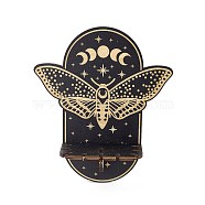 Black Hanging Wooden Crystal Display Shelf, Rustic Divination Pendulum Storage Rack, Witch Stuff, Easy to Assemble, with Iron Hanging Hook, Butterfly Pattern, 20.9x18.2x0.5cm(ODIS-G015-01D)