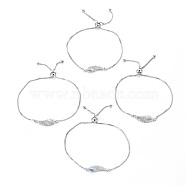 Adjustable Brass Bolo Bracelets, Slider Bracelets, Box Chains, with Synthetic Opal and Cubic Zirconia, Wing, Mixed Color, 9-3/4 inch(24.7cm), 1mm(BJEW-L618-05P)