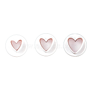 Plastic Cookie Fondant Stamper Set, Biscuit Cookie Stamp Impress, Round with Heart Pattern, White, 42~53mm, 3pcs/set(BAKE-PW0001-554B)