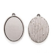 Tibetan Style Alloy Oval Tray Pendant Cabochon Settings, Plain Edge Bezel Cups, Cadmium Free & Lead Free, Antique Silver, Tray: 40x30mm, 48x34x3mm, Hole: 3mm, about 93pcs/1000g(TIBEP-A19948-AS-LF)