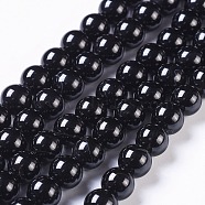 Natural Black Onyx Beads Strands, Grade AB, Round, Dyed & Heated, Black, 8mm, Hole: 1mm, about 50pcs/strand, 15 inch(X-G-H1567-8MM)
