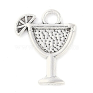 Tibetan Style Cocktail Glass Alloy Pendants, Lead Free & Cadmium Free, Antique Silver, 17x14x2mm, Hole: 1.5mm, about 970pcs/1000g(TIBEP-Q054-03AS-RS)