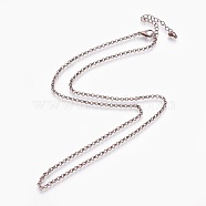 Iron Rolo Chain Necklace Making, with Alloy Lobster Claw Clasps and Extender Chains, Brushed Red Copper, 20.7 inch(52.5cm), 2.5mm(KK-F763-08R)