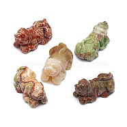 Natural Ocean Jasper Sculpture Display Decorations, for Home Office Desk, Pi Xiu/Pi Yao, 30~32x16~19x16.5~19mm(G-F719-37A)