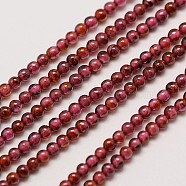 Grade AA Natural Gemstone Garnet Round Beads Strands, 2mm, Hole: 0.8mm, about 184pcs/strand, 16 inch(G-A130-2mm-31)