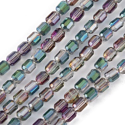 Electroplate Glass Beads Strands, Faceted, AB Color, Column, Colorful, 4x5~6mm, Hole: 1mm, about 80pcs/strand, 18.11''(46cm)(EGLA-D031-01U)