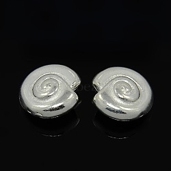 Tibetan Style Alloy Beads, Lead Free and Cadmium Free, Snail, Silver, 14x7mm, Hole: 1mm(K095H021)