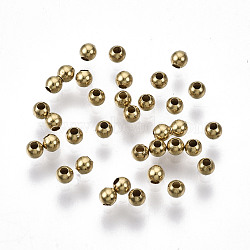 Brass Beads, Round, Nickel Free, Unplated, 2.4x2mm, Hole: 1mm(KK-R141-2.4mm-01C-NF)