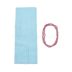 Paper Tassel Banner, with Cotton Cord, Cyan, 335mm(AJEW-WH0007-01B)