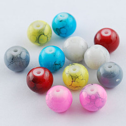 Spray Painted Glass Beads, Round, Mixed Color, 4mm, Hole: 1.1~1.3mm(X-GLAD-S075-4mm-M)